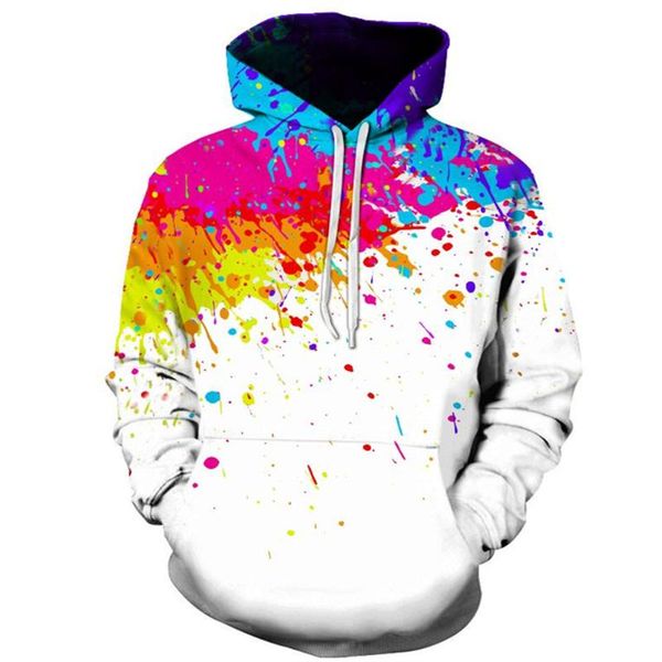 

men's hoodies & sweatshirts 3d hoodie men and women paint spots printed long sleeve hat street pullover, Black