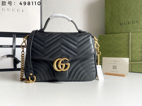 

gucci ladies black calfskin caviar classic diamond quilted bag chains double flap medium genuine leather crossbody shoulder bags 019
