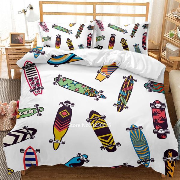 

bedding sets skateboard elements design 3d digital printed set 2-3 pcs fun naughty boy home textiles children bedroom decoration
