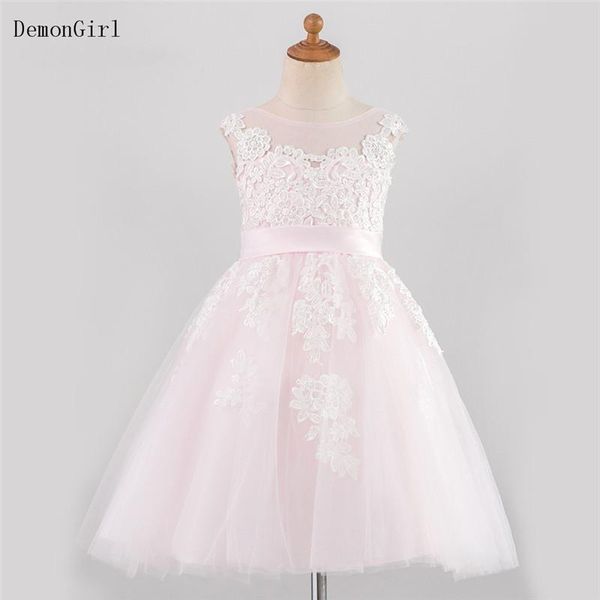 

girl's dresses light pink lace flower girl tulle backless kids wedding party first communion, Red;yellow