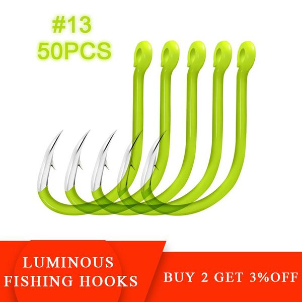 

fishing hooks 50pcs luminous carbon steel glow in night accessories pesca fishhooks