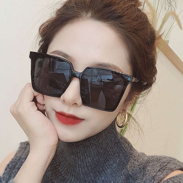 

oversized frame square female thin sunshade sunglasses protection uv street outdoor beach driving multi-color optional with box, White;black