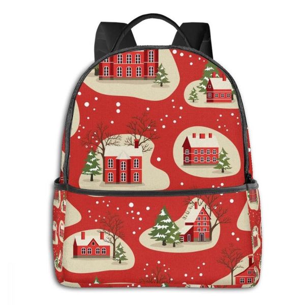 

backpack 2021 houses in snowfall rural winter landscape children backpacks schoolbag book bag kids school girl