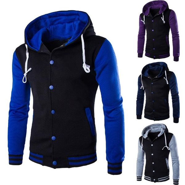 

men's jackets 2021 autumn fashion mens single breasted spliced hoodies clothing bomber male casual veste baseball femme softshell coat, Black;brown