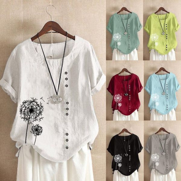 

women's blouses & shirts womens casual loose button linen plus size daily boho tanic blouse, White