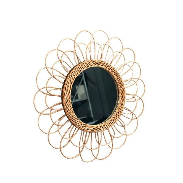 

rattan wall hanging innovative art decoration round makeup mirror dressing bathroom house decor mirrors
