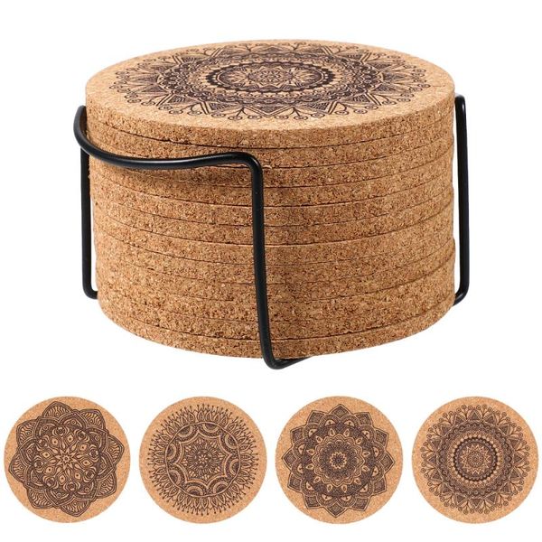 

mats & pads cabilock 1 set cork coasters absorbent drink with metal holder for home office cafe housewarming gifts