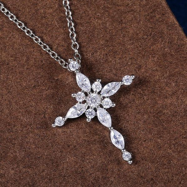 

pendant necklaces jk fashion crystal cross necklace female delicate jewelry, Silver
