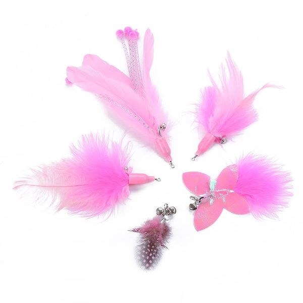 

cute cat teaser replacement assorted feather refill wand for toys pet products