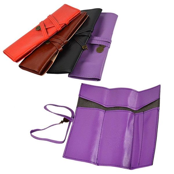 

pencil bags leather organizer retro case bag roll wallet cosmetic make up portable