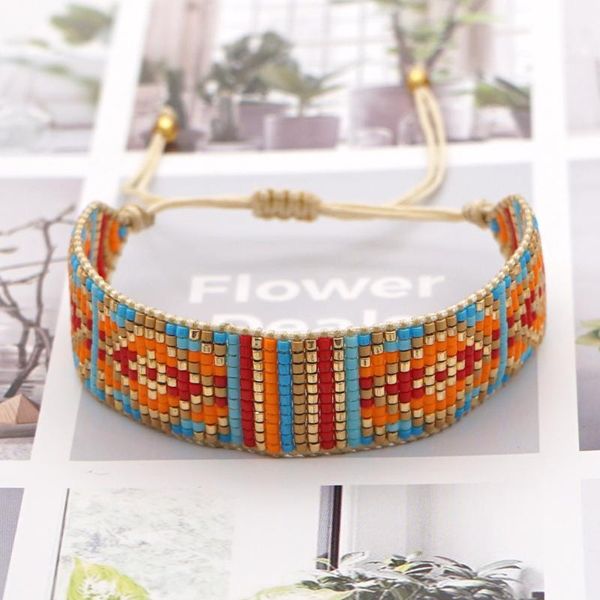 

beaded, strands bohemian geometric couple beaded miyuki rice bead braided wide bracelet bracelets for women wholesale adjustable, Black