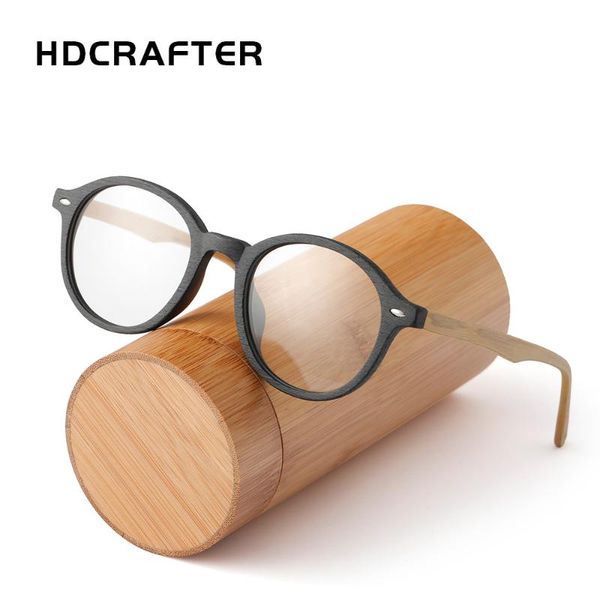 

fashion sunglasses frames hdcrafter round wood handmade glasses frame men women optical myopia prescription spectacles clear lenses accessor, Black