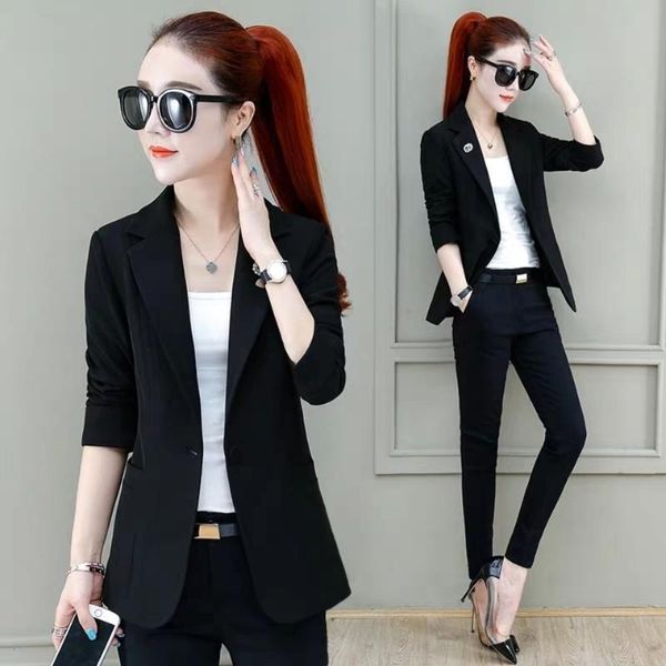 

women's suits & blazers women 2021 spring summer solid color elegant blazer female jacket office lady slim casual notched collar chic z, White;black
