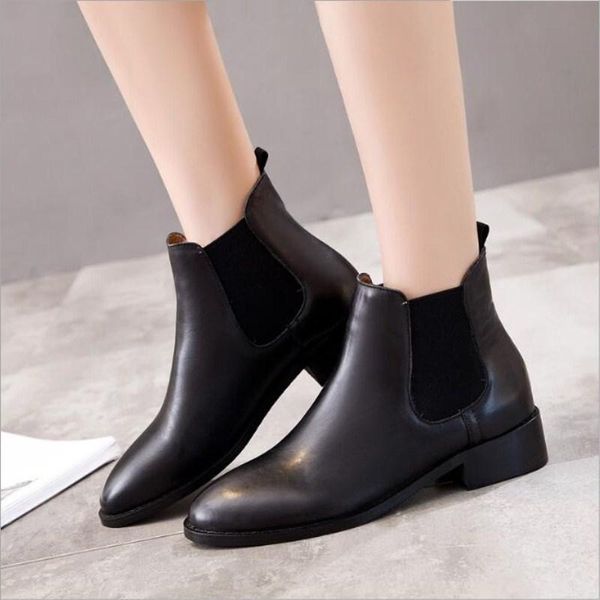 

boots casual women's autumn winter sell well genuine leather fashion booties classic black comfortable