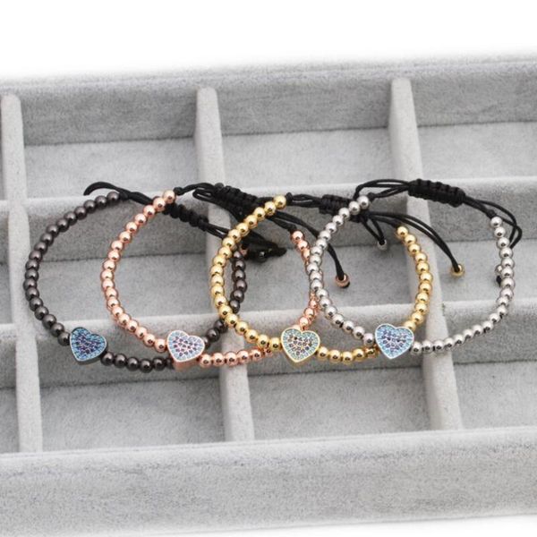 

beaded, strands copper beads weave bracelet micro-set heart energy handmade beading for men or women jewelry wholesale, Black