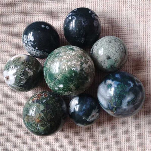 

decorative objects & figurines natural crystal moss agate ball quartz sphere healing stone for home decoration