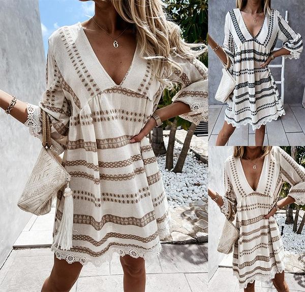 

women's swimwear 2021 summer lace bohemian dress women, White;black