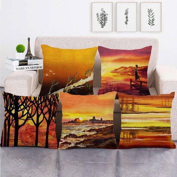 

cushion/decorative pillow landscape series pillowcase beautiful sunset cushion cover living room sofa bedroom bay window decoration accessor
