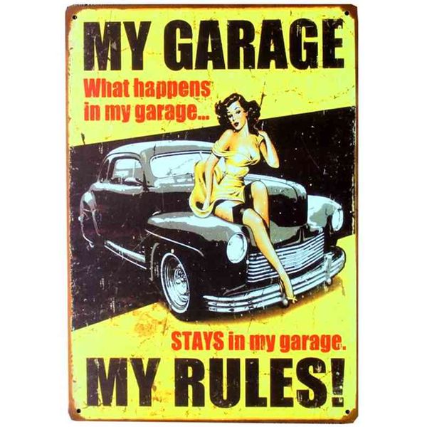 

garage my rules wall painting metal tin sign pub club gallery poster tips vintage plaque home decor plate mix order a560