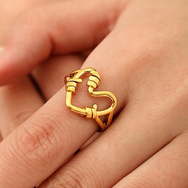 

wedding rings vintage punk hollow out heart ring for women ins design fashion golden open index finger jewellery accessories, Slivery;golden