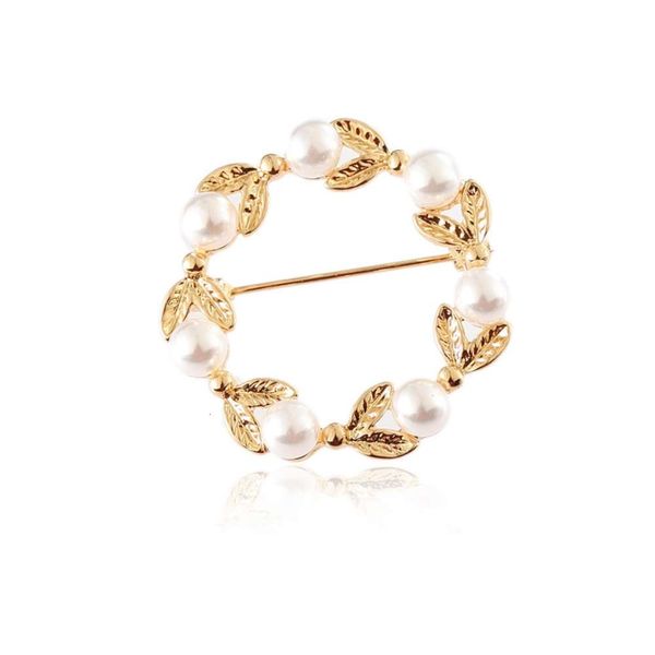 

new small leaf pearl exquisite pearl flower jewelry ball brooch, Gray