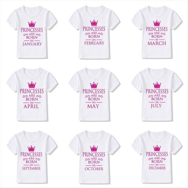 

baby girls birthday princess are born in jal dec print t shirt kids funny clothes children short sleeve party wear, Blue