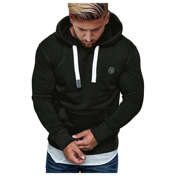 

men's hoodies & sweatshirts casual mens sweatshirt autumn winter warm solid long sleeve boy streetwear tracksuits men, Black