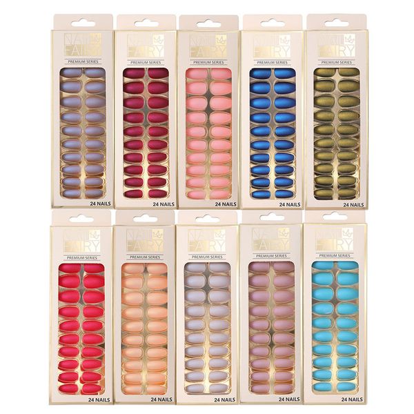 25 cores longa cor s￳lida dicas de unhas falsas capa completa bailarina fosca fossa unhas falsas dica de arte decora￧￣o de manicure 24pcs/caixa