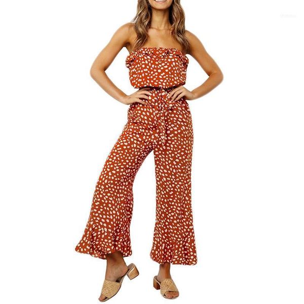 

summer print tube jumpsuit strapless bandage jumpsuit1, Black;white