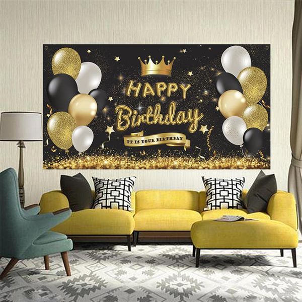 

party decoration happy birthday backdrop 13 18 20 21 30 40 60 70th balloon glitter golden anniversary background