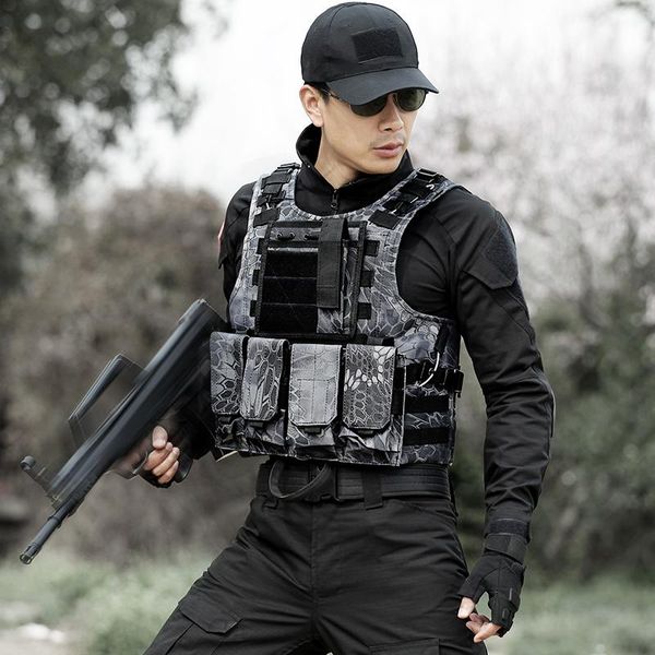

hunting jackets combat vests camouflage amphibious tactical vest with pouch assault cs training black bionic python pattern, Camo;black