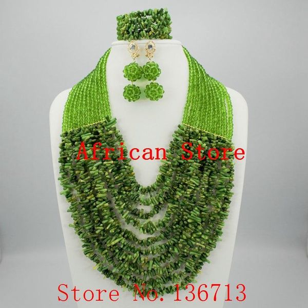 

earrings & necklace nigerian wedding beads jewery set african red coral jewelry 2021 bridal selling hd101-4, Silver