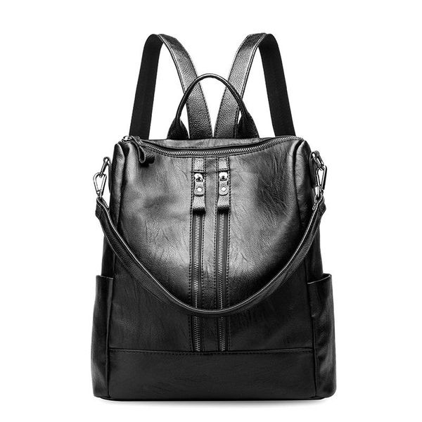 

backpack bag women's 2021 style retro pu mini women bookbag soft leather