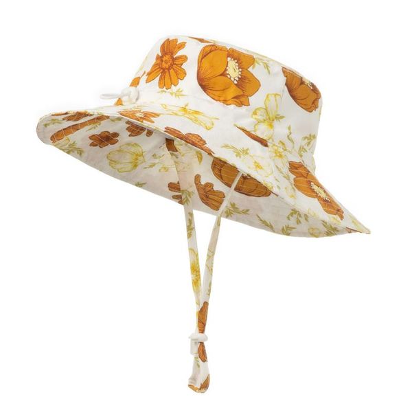 

baby hat summer beach sun breathable floral printing children's fisherman adjustable strap caps czapka z daszkiem & hats, Yellow