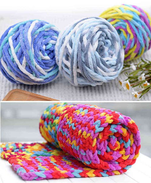 1 PC Scarfwool Lã 10 x 100g Skeins Algodão Malha Chunky Fio De Tricô Chenille Handcraft Cores Chunky Babysoft Crochet DIY Y211129