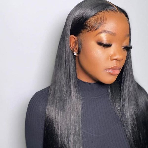 

lace wigs bone straight pre-plucked 4x4 closure wig 13x4 transparent front human hair malaysian remy for black women., Black;brown