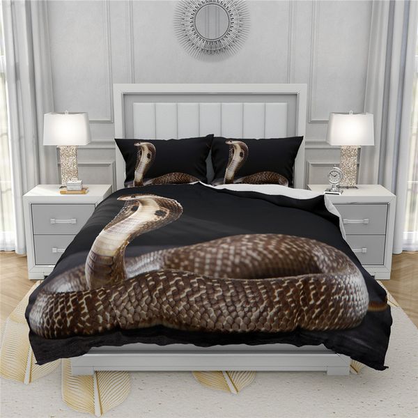 

3d snake luxury duver cover set animal pattern quilt cover and pillowcase for two people bedspread for men boys bed linen