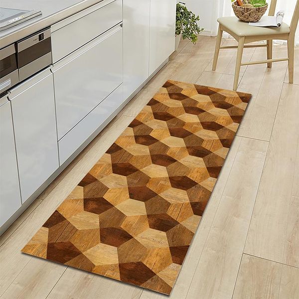 

modern kitchen mat bedroom entrance doormat wood grain non-slip washable hallway carpet home decor bedside floor carpets