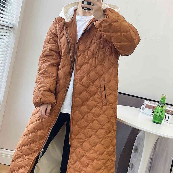 

you are my glory qiao jingjing dili ba same lingge down women's knee length jacket 2021 winter, Black