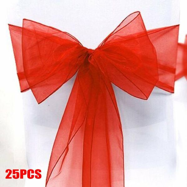 

wedding party decoration bow supplies 25pcs organza sashes chair cover covers