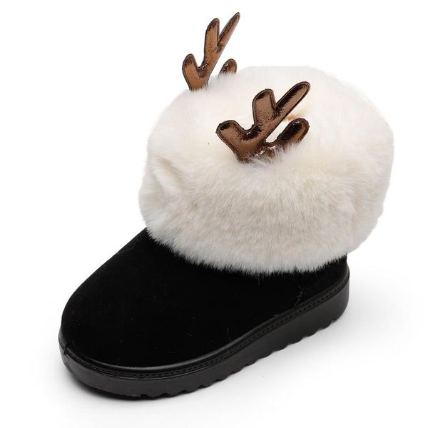 

boots children girls snow boots,toddlers winter baby shoes warm plush, suitable for 16months-9 years kids girl size 26-35, Black;grey