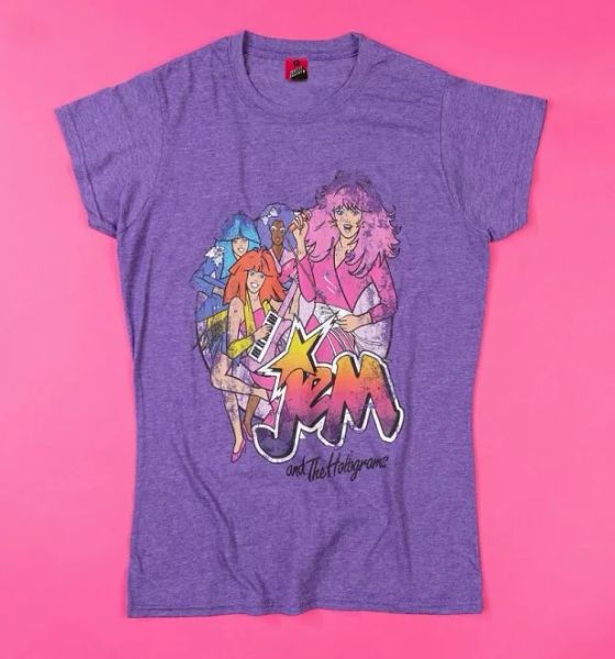 

official women's purple marl jem and the holograms band fitted t-shirt, White;black