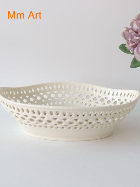 

baking & pastry tools exquisite hollow large ceramic fruit pot plate basket oval