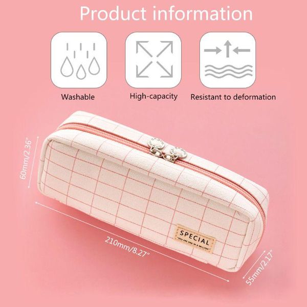 

pencil case grid pouch with 3 compartments bag for office students u1ja bags