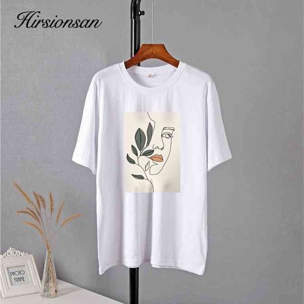 

hirsionsan gothic graphic t shirt women 2021 summer new oversized cotton tees casual aesthetic character printed o neck, White