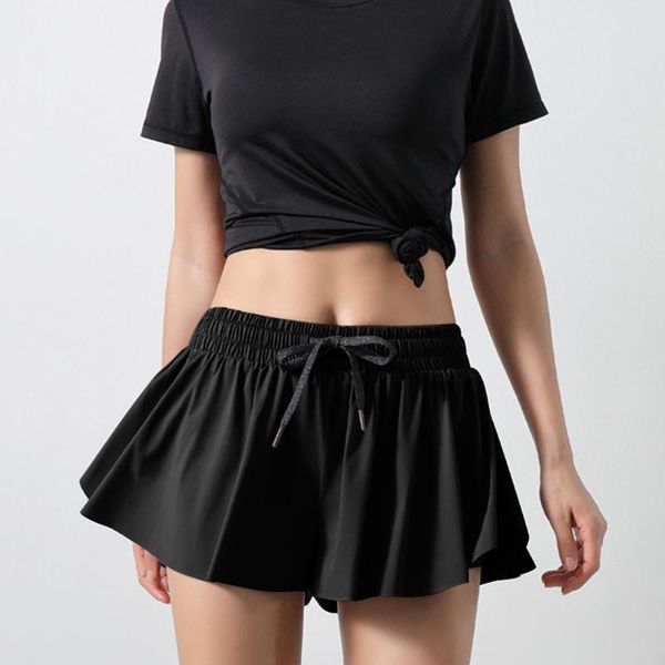 

yoga outfit women shorts running cycling bike elastic waist quick dry fake two piece breathable athletic female fitness gym sport