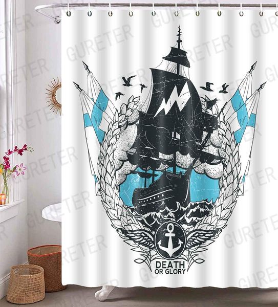 

nautical shower curtain pirate ship bathroom curtain supplieswaterproof polyester fabric with 12 hooks yldsge84