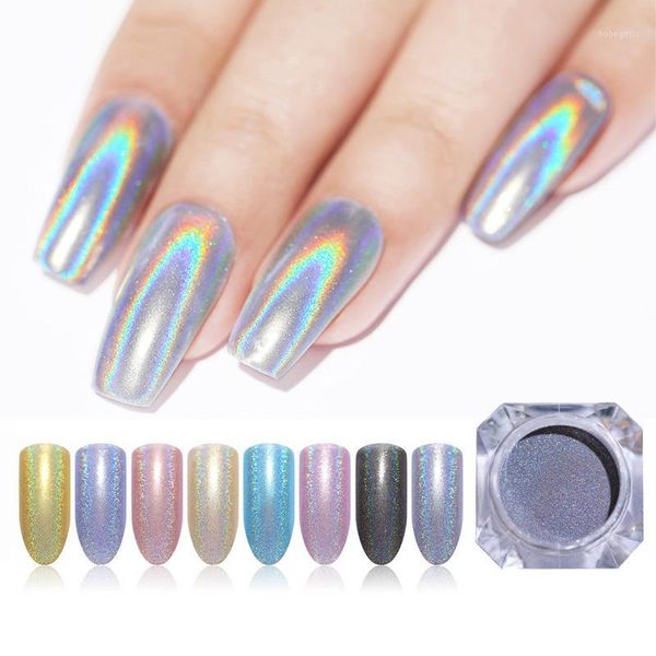 

nail powder glitter laser holo shimmer art decorations shining chrome pigment diy design for uv gel1, Silver;gold