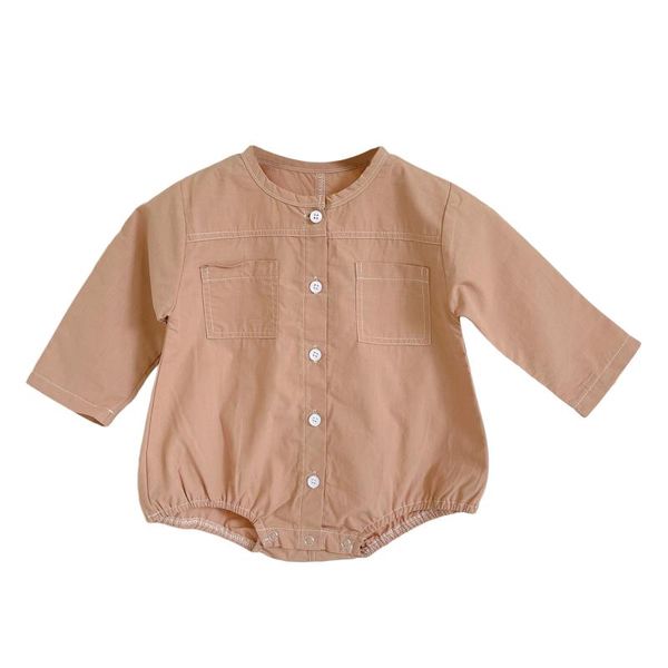 

jumpsuits autumn baby girls boys long sleeved bodysuits single-breasted casual denim jumpsuit born clothes, Blue