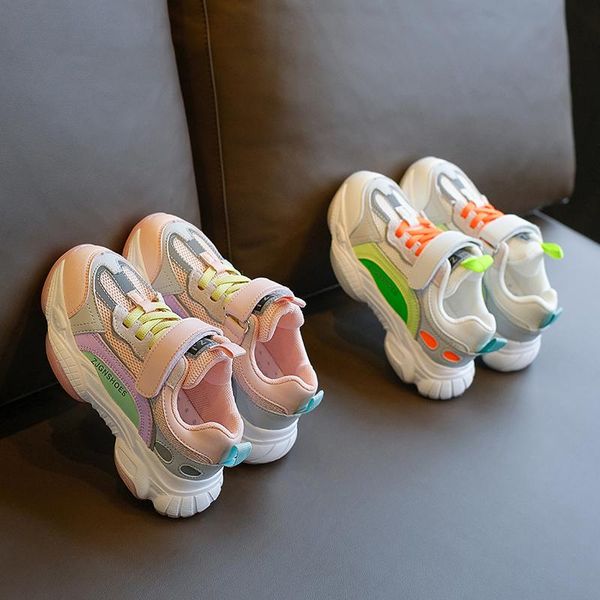 

sneakers bungee lace-up children's patchwork colors breathable lightweight toddler kid shoe, Black;red